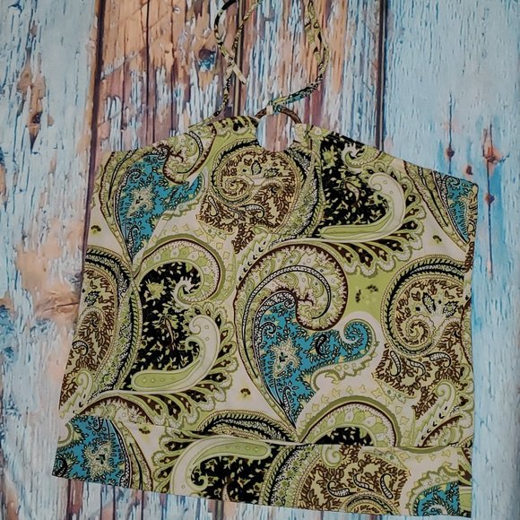 Rave Tops - Paisley Patterned Halter with Tie Back Neck